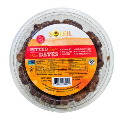 28oz Pitted Dates | Sun Dried Algerian Deglet Nour dates | Certified NON-GMO, KOSHER, naturally sweet and Gluten-free, NO sugar added, NO sulfurs or preservatives, Nut-Free. (28oz)
