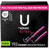U by Kotex Click Compact Tampons, Super Absorbency, Unscented, 192 Count (6 Packs of 32) (Packaging May Vary) view 1