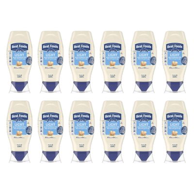 Best Foods Light Mayonnaise 12 Count Squeeze For A Creamy Condiment for Sandwiches and Simple Meals Made With Cage-Free Eggs 11.5 oz
