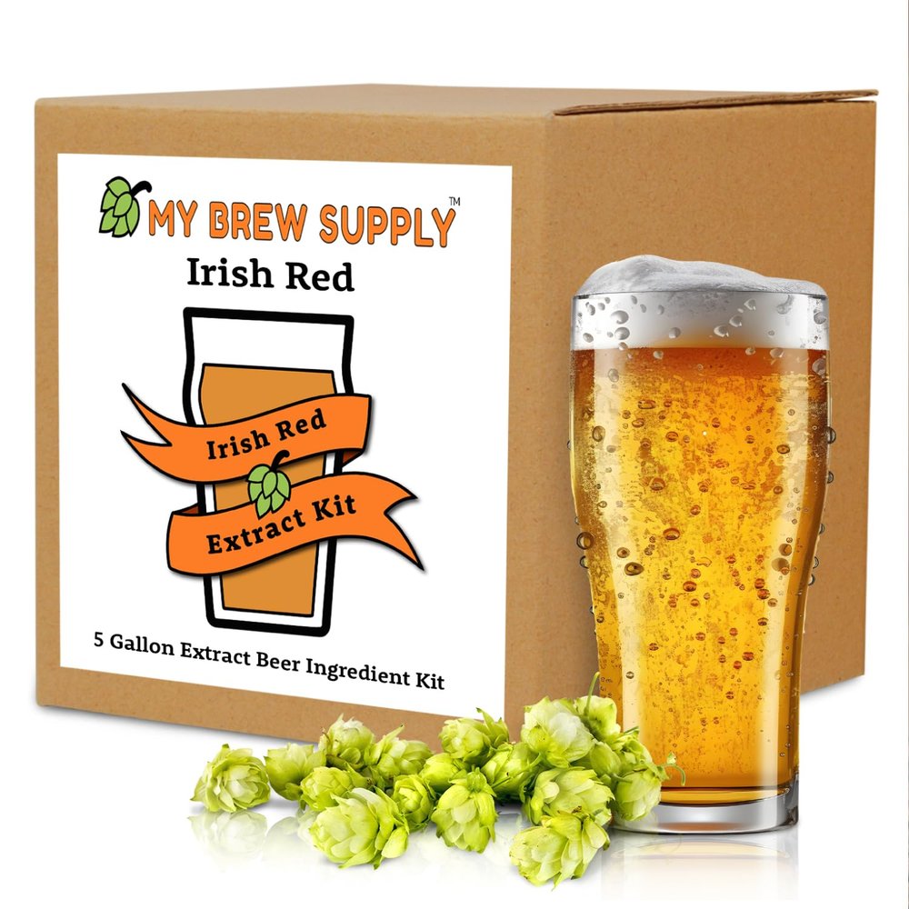 My Brew Supply Irish Red Beer Extract Kit | Pale Dry Malt Extract | Caramel 40L & 120L | Roasted Barley | East Kent Goldings Pellet Hops | English Ale Yeast | Priming Sugar | 5 Gallon Yield
