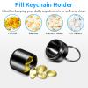 Pill Keychain Holder - Small Pill Box Waterproof Pills Fob Organizer Portable Ring Holder Keychain for Purse (Black 2PCS) view 4