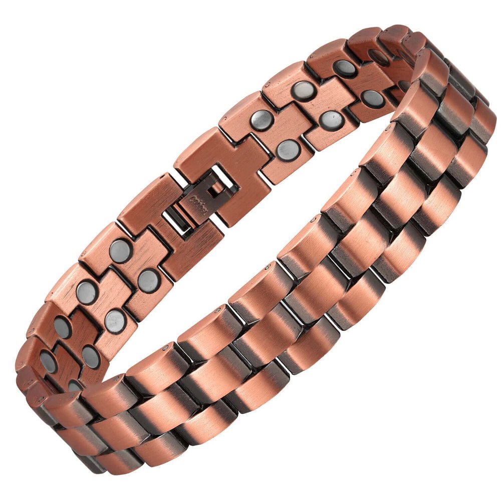 MagEnergy Copper Bracelet for Men, 99.9% Pure Copper Magnetic Bracelet with Double Row Magnets Adjustable Jewelry Gifts