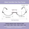MAGIC ROSE 2 Pack Vintage Alloy Half Moon Reading Glasses Women Men Slim Half Frame Lens Readers Glasses (2 pack Gray,Gray, +4.0) view 3
