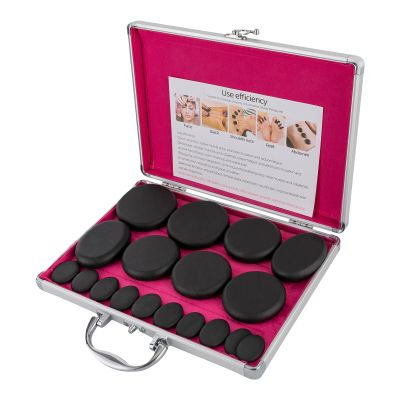 16PCS Hot Stone Massage Kit with Heater, Portable Natural Basalt Hot Stones Electric Massage Hot Stones Set Hot Volcanic Rocks with Warmer Kit for Massage, Therapy, SPA