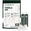 100 PCS Compressed Towel Tablets - Travel Disposable Towels, Compressed Hiking Toilet Paper, Wilderness Wipes, Compact Toilet Paper, Disposable Compressed Face Towel for Camping, Backpacking & Beauty view 1