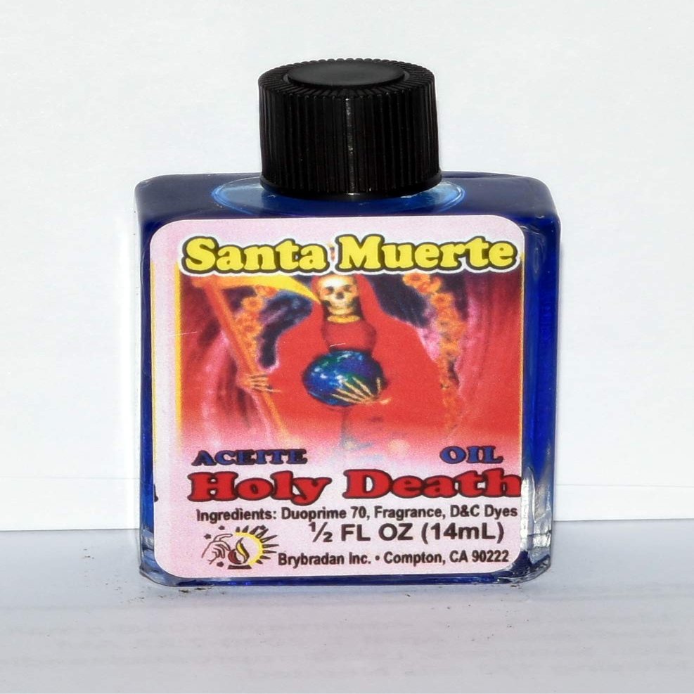 1 Piece BRYBRADAN HOLY Death Blue Spiritual Oil Santa Muerte Azul ACEITE ESPIRITUAL -1/2 FL OZ 14.7ML