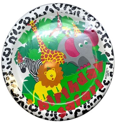 Birthday Safari 9 inch Paper Plates 8 count