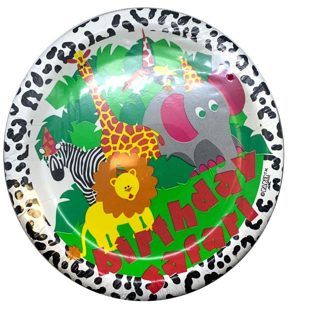 Birthday Safari 9 inch Paper Plates 8 count