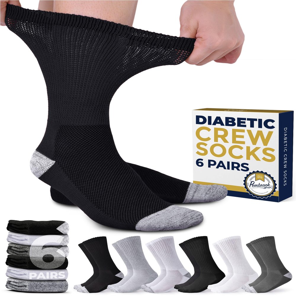 Pembrook Diabetic Socks for Men and Women - Non Binding | Neuropathy for Men and Neuropathy for Women | Edema Socks for Diabetics | Diabetic