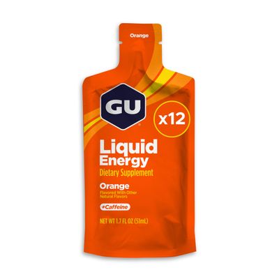 GU Energy Liquid Energy Gel with Complex Carbohydrates, Vegan, Gluten-Free, and Dairy-Free On-the-Go Energy for Any Workout, 12-Count, Orange
