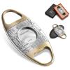CIGARLOONG Cigar Cutter Bronze Engrave Stainless Steel Double Blades Cigar Guillotine(Gold+Silver) view 1