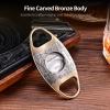 CIGARLOONG Cigar Cutter Bronze Engrave Stainless Steel Double Blades Cigar Guillotine(Gold+Silver) view 2