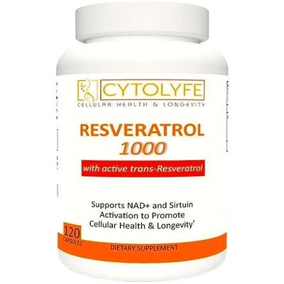 Resveratrol 1000mg Trans-Resveratrol + Quercetin Sirtuin Activator Boosts NAD Levels 120 Capsules 2 Month Supply