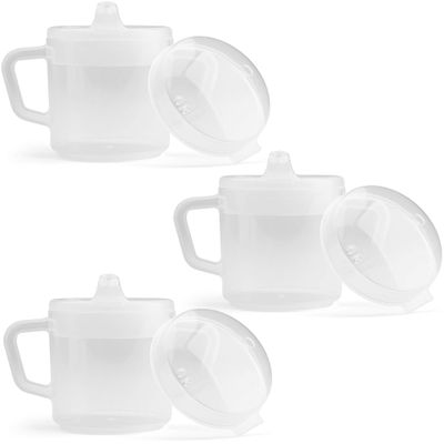 Providence Spillproof Compact 8oz Adult Sippy Cup with 2 Handles - Sip Cups for Adults for Limited Mobility - Handicapped Accessories - Handicap Cups for Elderly Care - Made in the USA - Clear - 3