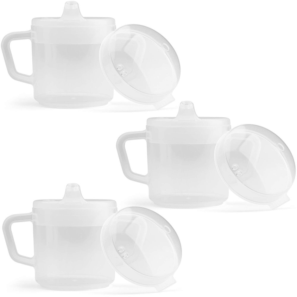 Providence Spillproof Compact 8oz Adult Sippy Cup with 2 Handles - Sip Cups for Adults for Limited Mobility - Handicapped Accessories - Handicap Cups for Elderly Care - Made in the USA - Clear - 3