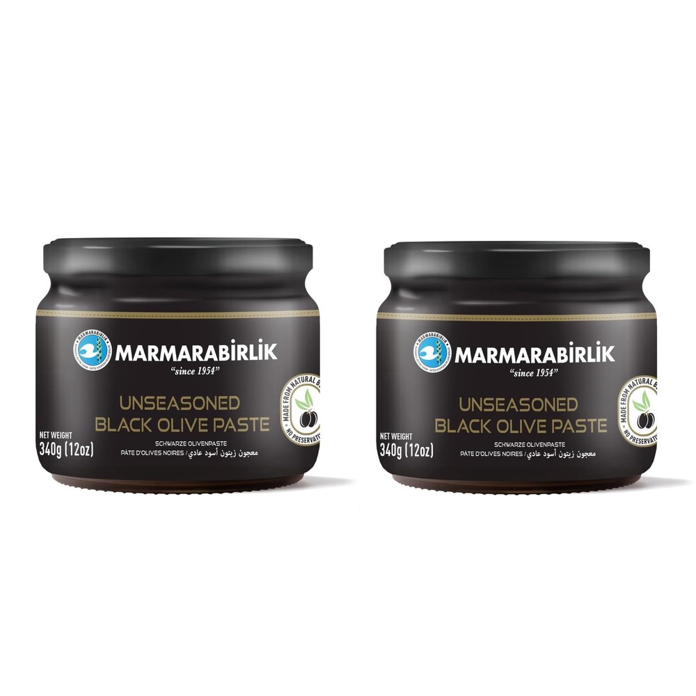 Marmarabirlik, Black Olives Spread, Turkish Olive Paste & Tapenade, Gourmet Mediterranean Flavor, Sandwiches, Crackers, Appetizer, Dips & Salads, Vegan, Kosher, Halal, 12oz (340g)