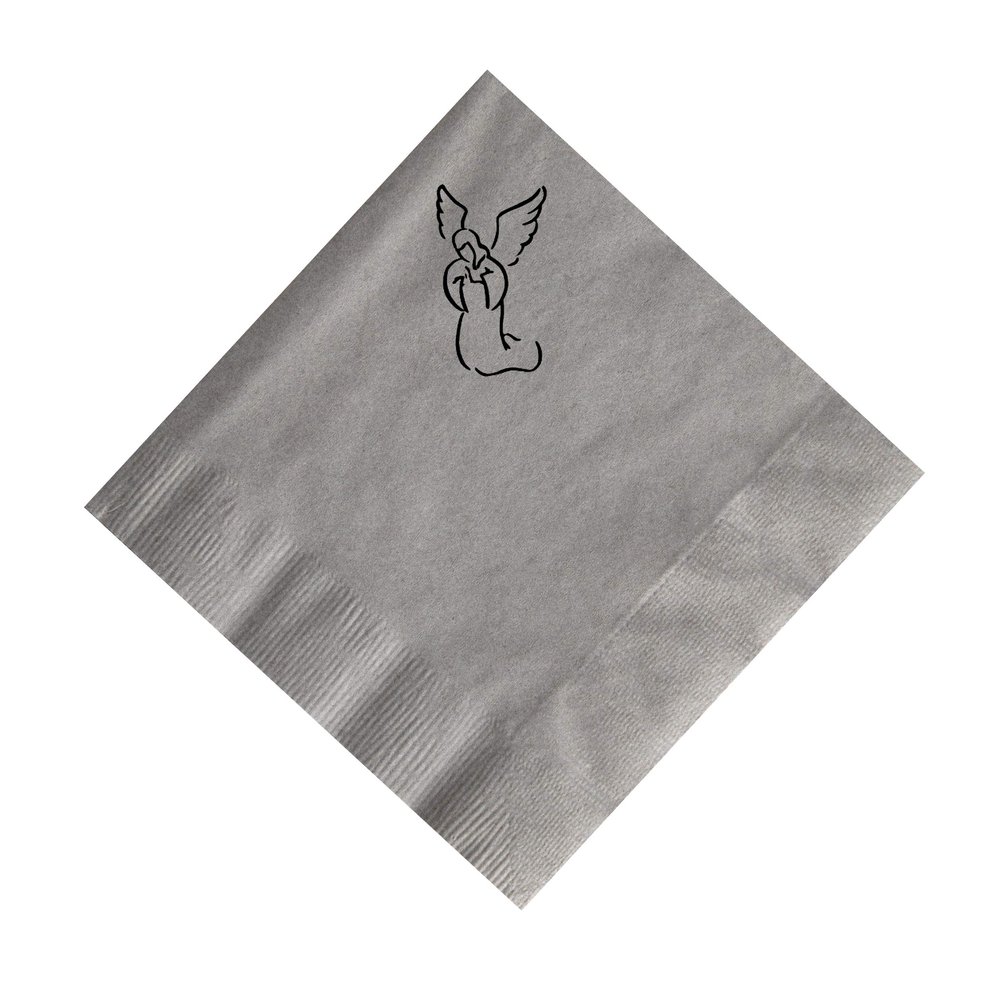 100 2-Ply Cocktail Personalized Napkins with Angel Logo