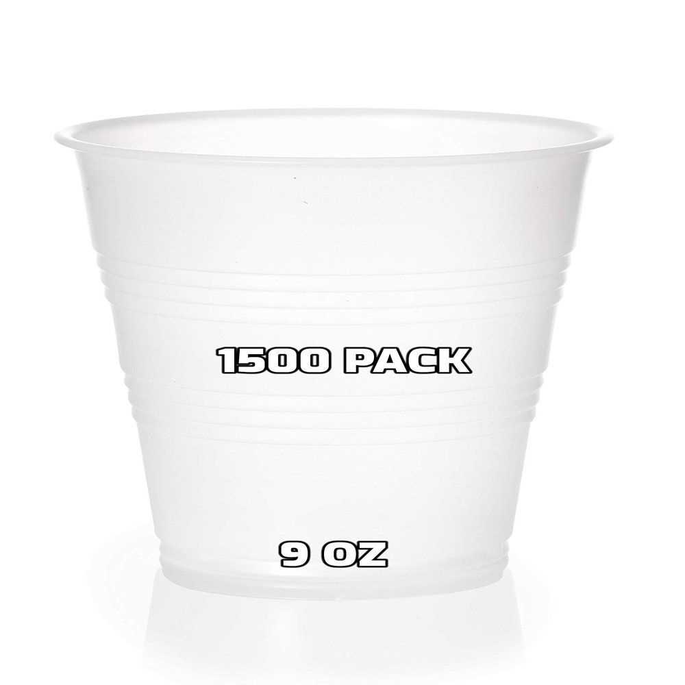 [1500 PACK] 9 oz Clear Plastic Cups - Disposable 9 Ounce Cold Drink Party Cups - Cold Drink, Soda Cups, Party Cups, Drinking Cups for Home, Office, Events, Wedding, Parties and Takeout