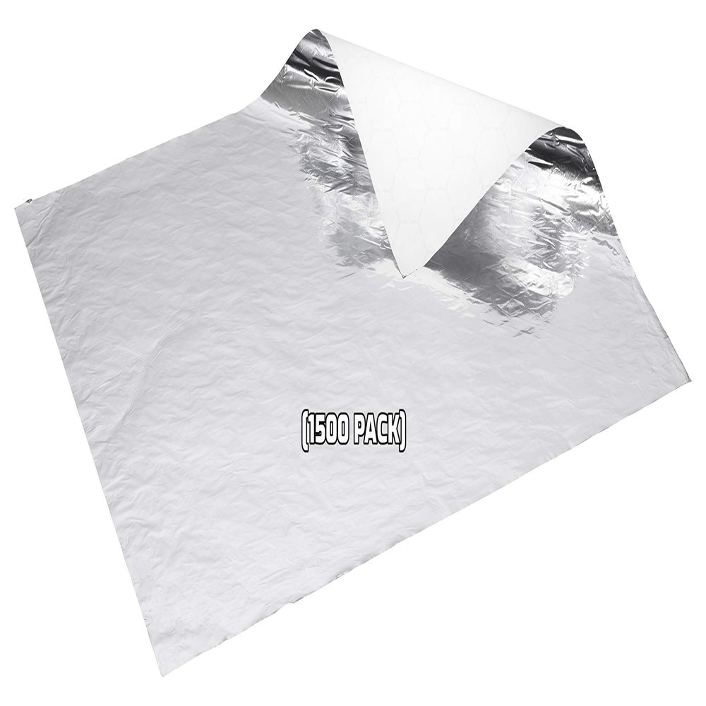 [1500 Pack] Insulated Foil Sandwich Wrap 10 x 14 inches - Cushion Foil Wrap, Plain Silver, Aluminum Foil Wrap, Honeycomb Wrap Sheets for Sandwiches, Deli Square, Burger Wrap, to go, Restaurants, BBQ