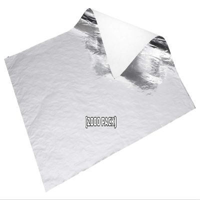 [2000 PACK] Insulated Foil Sandwich Wrap 10 x 14 inches - Cushion Foil Wrap, Plain Silver, Aluminum Foil Wrap, Honeycomb Wrap Sheets for Sandwiches, Deli Square, Burger Wrap, To go, Restaurants, BBQ