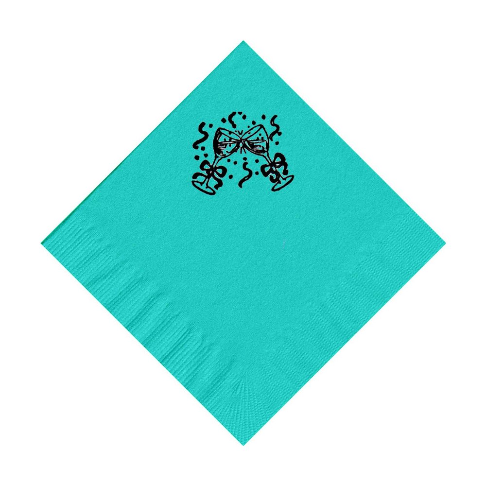 100 2-Ply Cocktail Personalized Napkins with Champagne Glasses Logo