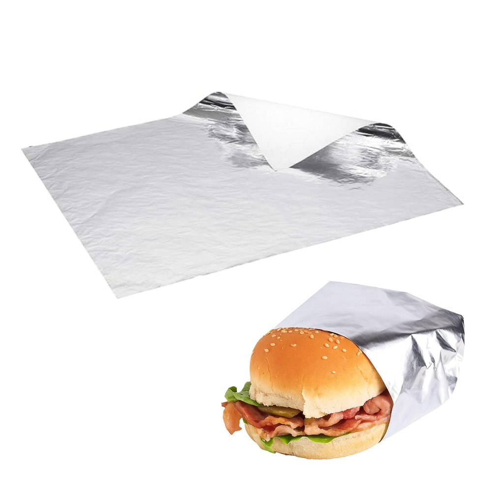 [500 Pack] 10 x 14 Inch Insulated Foil Sandwich Wrap Sheets  Silver Honeycomb Aluminum Wrap for Sandwiches, Burgers, Deli, Takeout, Restaurants, BBQ