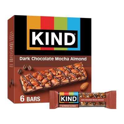 KIND Nut Bars, Dark Chocolate Mocha Almond, Gluten Free, Low Sugar, 5g Protein, 6 Count