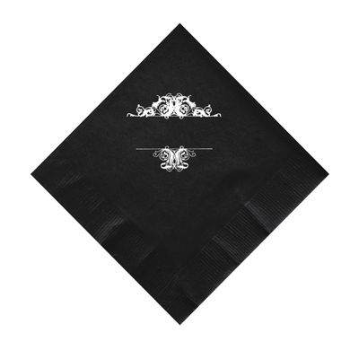 100 2-Ply Cocktail Personalized Napkins with Damask Scroll Logo