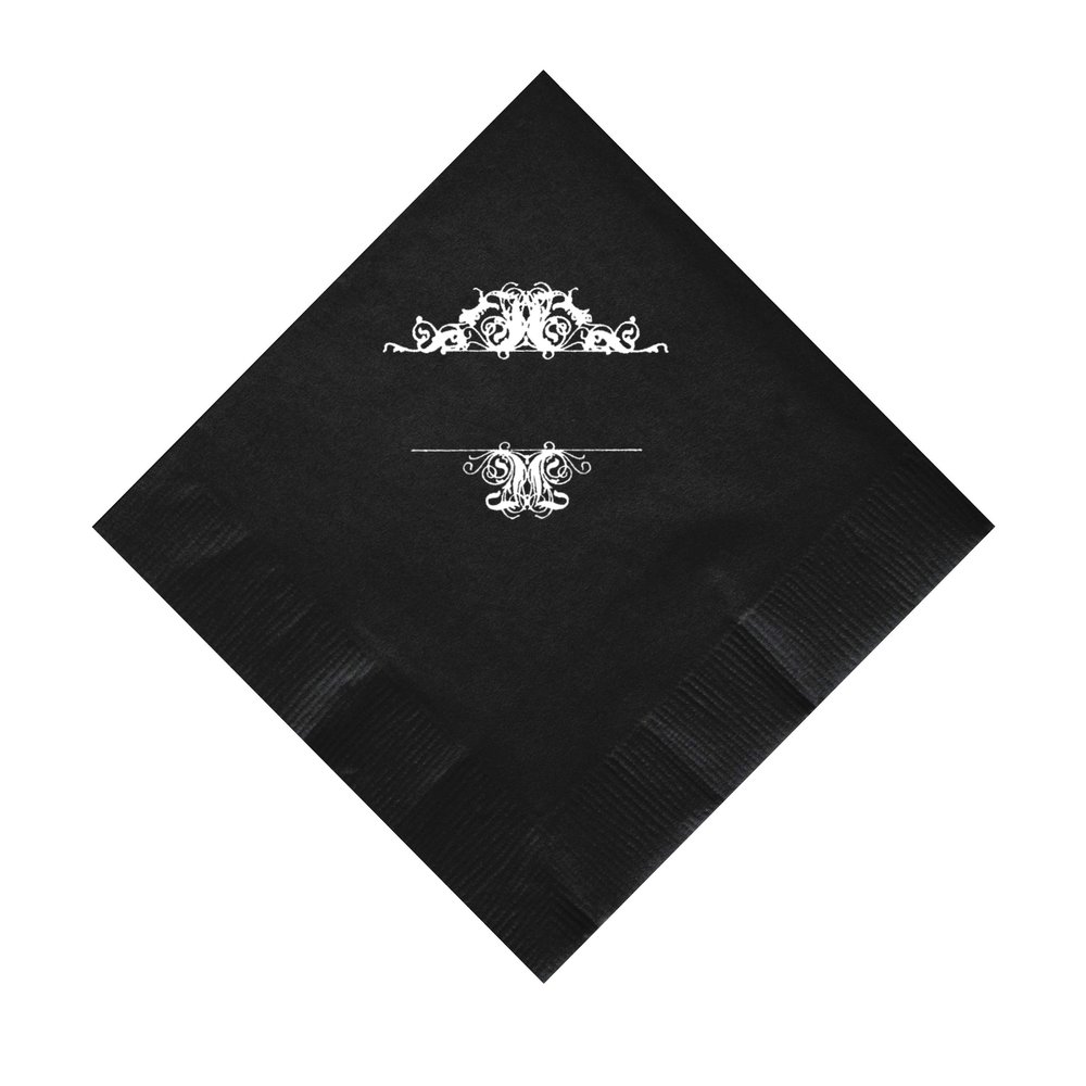 100 2-Ply Cocktail Personalized Napkins with Damask Scroll Logo
