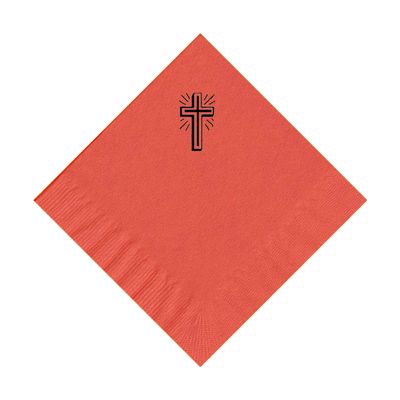 100 2-Ply Cocktail Personalized Napkins with Cross Logo