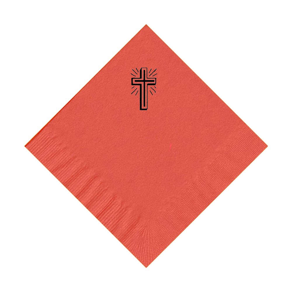 100 2-Ply Cocktail Personalized Napkins with Cross Logo