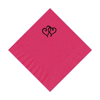 100 2-Ply Cocktail Personalized Napkins with Double Hearts Logo