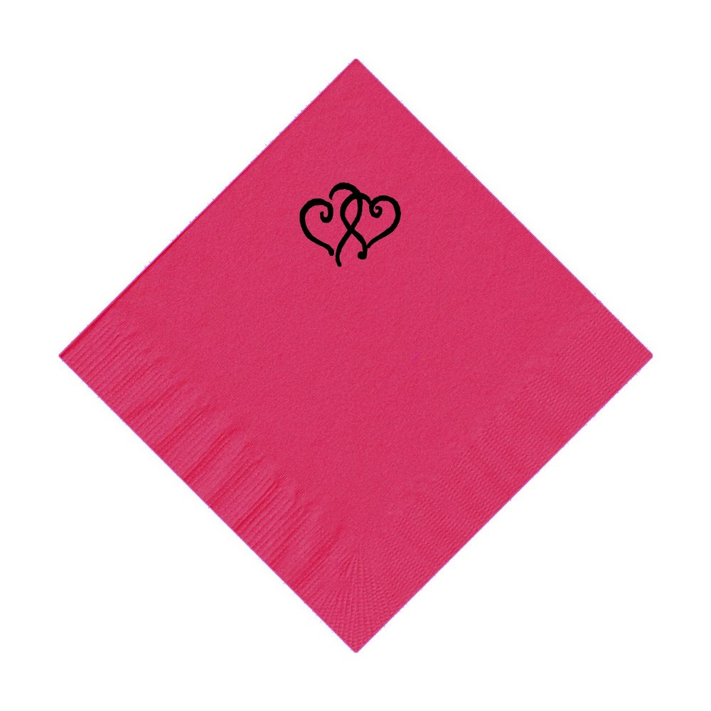 100 2-Ply Cocktail Personalized Napkins with Double Hearts Logo
