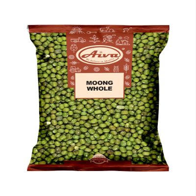 Aiva Green Moong Whole (Mung Beans) | Moong Green Gram Bulk  4 LB Bag for Soups, Salads, Curries, Sprouting, and Cooking