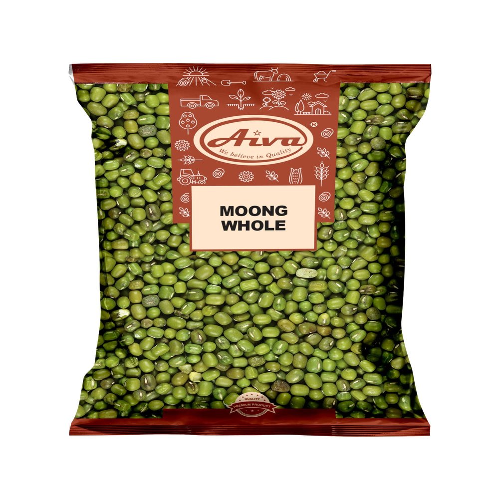 Aiva Green Moong Whole (Mung Beans) | Moong Green Gram Bulk  4 LB Bag for Soups, Salads, Curries, Sprouting, and Cooking