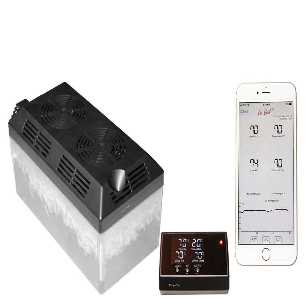 Cigar Electronic iCigar Pro Humidifier System for Wooden Humidor Cabinet (Humidifier + Bluetooth)