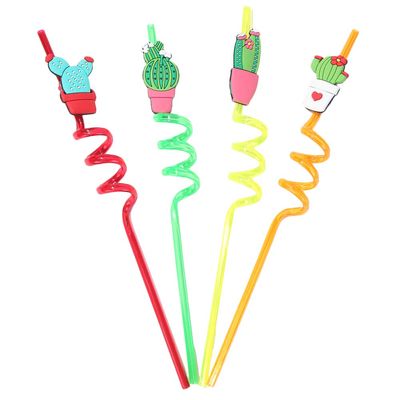 16PCS kids straws Drinking Straws Twists Swirl prickly pear child modeling