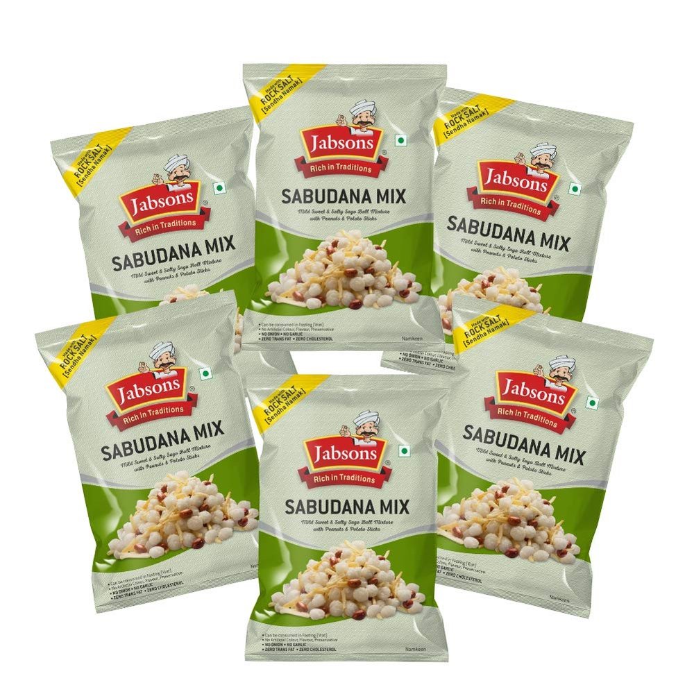Jabsons Namkeen, Sabudana Mix, 180g (Pack of 6)