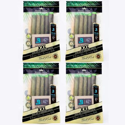 King Palm King XXL Size Cones (4 Packs Of 5, 20 Rolls Total) Natural Pre Wrap Palm Leafs - Pre Rolled Cones - All Natural Cones - Corn Husk Filter - Preroll Cones - Prerolled cones with Filter