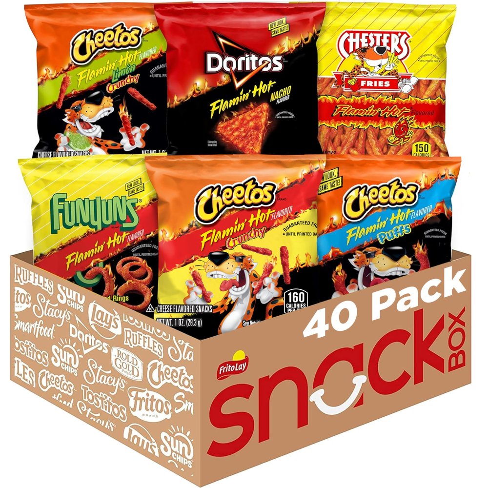 Frito-Lay Flamin' Hot Mix, Variety Pack, 3.34 Pounds, (Pack of 40), Packaging May Vary