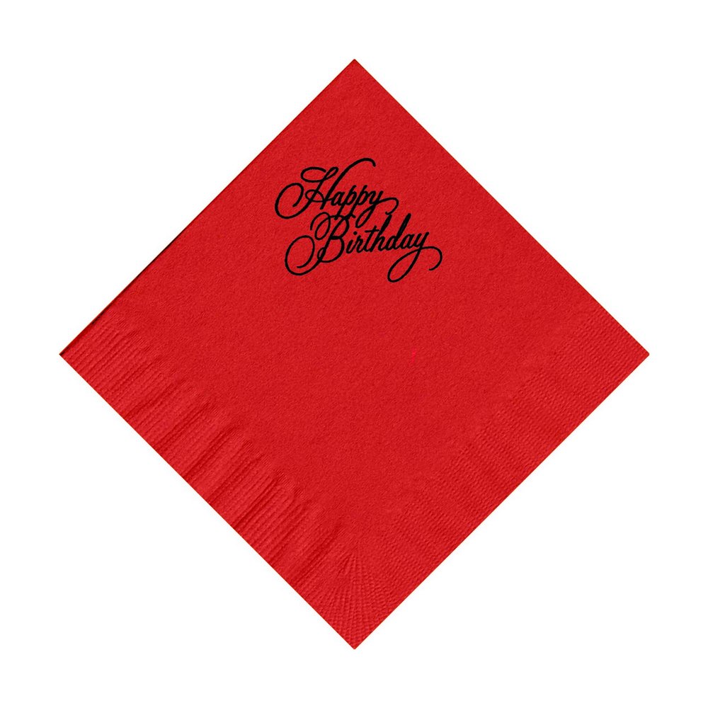 100 2-Ply Cocktail Personalized Napkins with Happy Birthday Logo