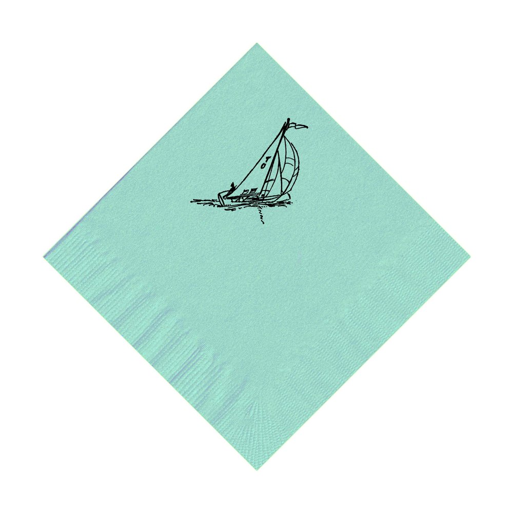 100 2-Ply Cocktail Personalized Napkins with Large Sailboat Logo