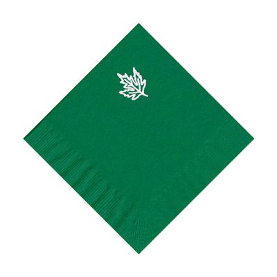 100 2-Ply Cocktail Personalized Napkins with Leaf Logo