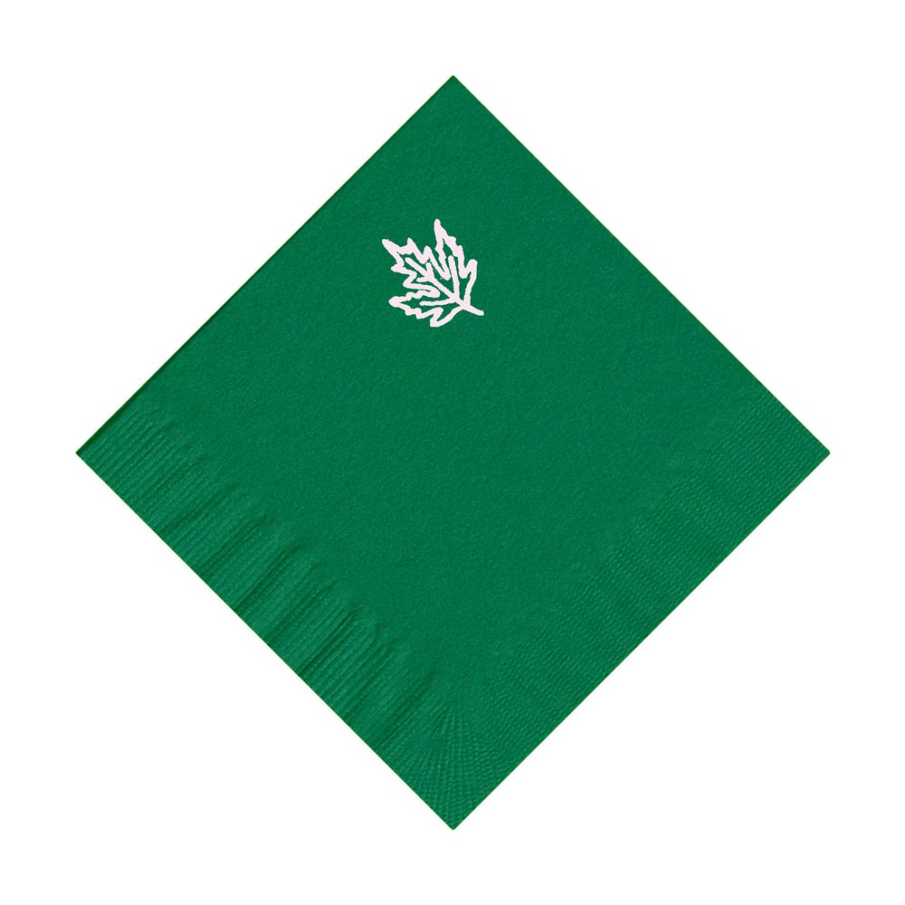 100 2-Ply Cocktail Personalized Napkins with Leaf Logo
