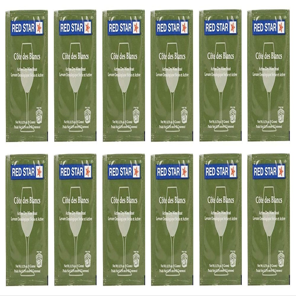 Red Star Cote des Blancs Wine Yeast - Pack of 12 - With North Mountain Supply Freshness Guarantee