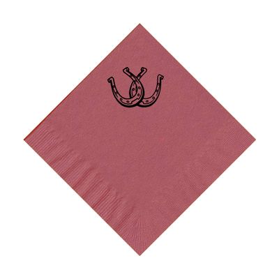 100 2-Ply Cocktail Personalized Napkins with Two Horseshoes Logo