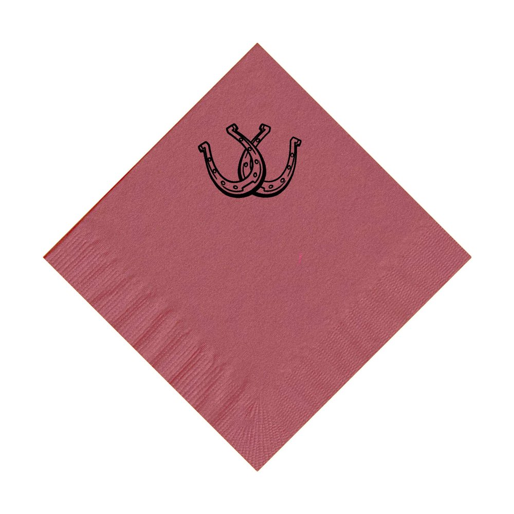 100 2-Ply Cocktail Personalized Napkins with Two Horseshoes Logo