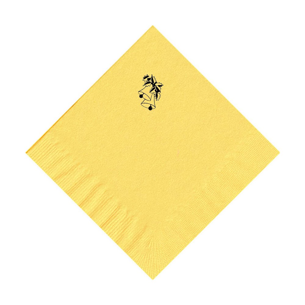 100 2-Ply Cocktail Personalized Napkins with Holiday Bells Logo
