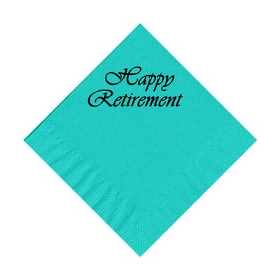 100 2-Ply Cocktail Personalized Napkins with Happy Retirement Logo