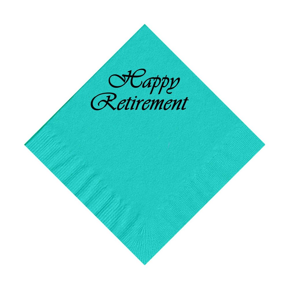 100 2-Ply Cocktail Personalized Napkins with Happy Retirement Logo